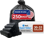 30-33 Gallon Trash Bags Heavy Duty 250 Count Bulk Black Large 30+ New. Price: $57.42.