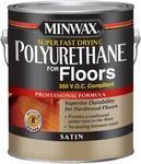 Quick-dry Polyurethane Wood Finish, Clear Satin, 1 Gallon, 350 Voc. Price: $107.99.