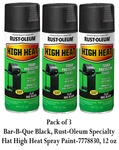 Rust-oleum High Heat Bar-b-que Black Flat Spray Paint 12 Oz (pack Of 3) New. Price: $20.17.