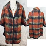 Vintage 70S Plaid Wool Blend Poncho Cape Jacket Boho Dark Academia Coat Rust Mod Pre-owned. Price: $78.88.
