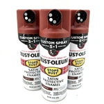 Rust-oleum Satin Protective Enamel Spray Paint 12 Oz Lot Of 3 Brick Red New. Price: $24.99.