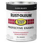 Rust-oleum 7779502 Interior/exterior Paint, Gloss, Oil Base, Black, 1 Qt New. Price: $15.99.
