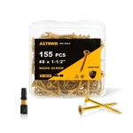 Deck Inch, Wood Screws #8 1-1/2, 155 Pcs, Rust Resistant, Exterior New. Price: $12.66.