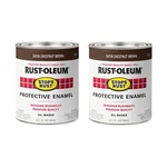 Rust-oleum 7774502-2PK Stops Brush On Paint, Quart, Satin Chestnut Brown New. Price: $56.39.