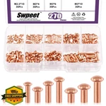 Swpeet 270PC M2 M3 Copper Solid Rivets Half Round Head Metal Fasteners New. Price: $43.99.