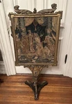Antique Italian Carved Giltwood Fire Screen Scenic Needlepoint Tapestry. Price: $2950.00.