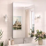 20X32 Bathroom Cabinet Mirror Tempered, Aluminum Silver Recessed Medicine New. Price: $271.99.