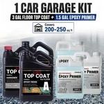 Car Garage Epoxy Floor Kit 3 Gal Top Coat + 1.5 Primer Cover 200-250 Sqft New. Price: $248.99.