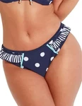 Uk 14 - New Pour Moi 'beach House Frill Tab' Bikini Brief Navy/white/aqua. Price: $12.09.