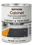 Rust-oleum Cabinet & Trim Paint, Dark Gray, Semi-gloss, Quart 372010 New. Price: $17.99.